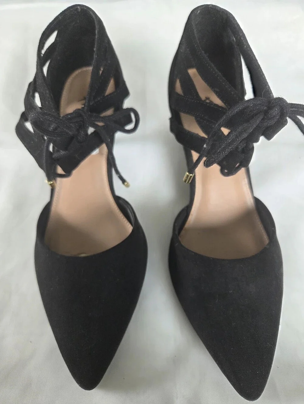 Black‎ Lace-Up Pointed Toe Women's Flats